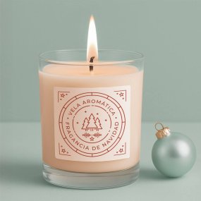 Autocolantes de natal para velas em copo - Selo nórdico vermelho