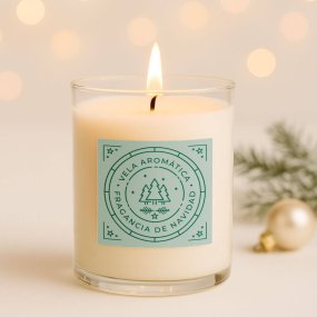 Pegatinas navideñas para velas en vaso - sello nórdico verde