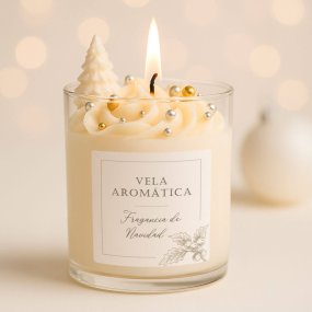 Autocolantes de Natal para velas em copo - azevinho dourado