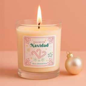 Pegatinas navideñas para velas en vaso - dulces de navidad