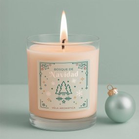 Autocollants de noël pour bougies en verre - forêt de noël