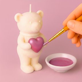 Peinture pour bougies rose avec des paillettes scintillantes