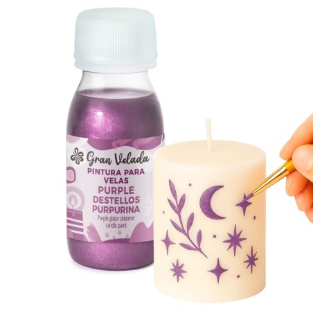 Pintura velas purple purpurina