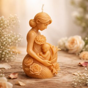 Molde vela madre con su bebé floral