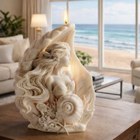 Molde vela sereia numa concha