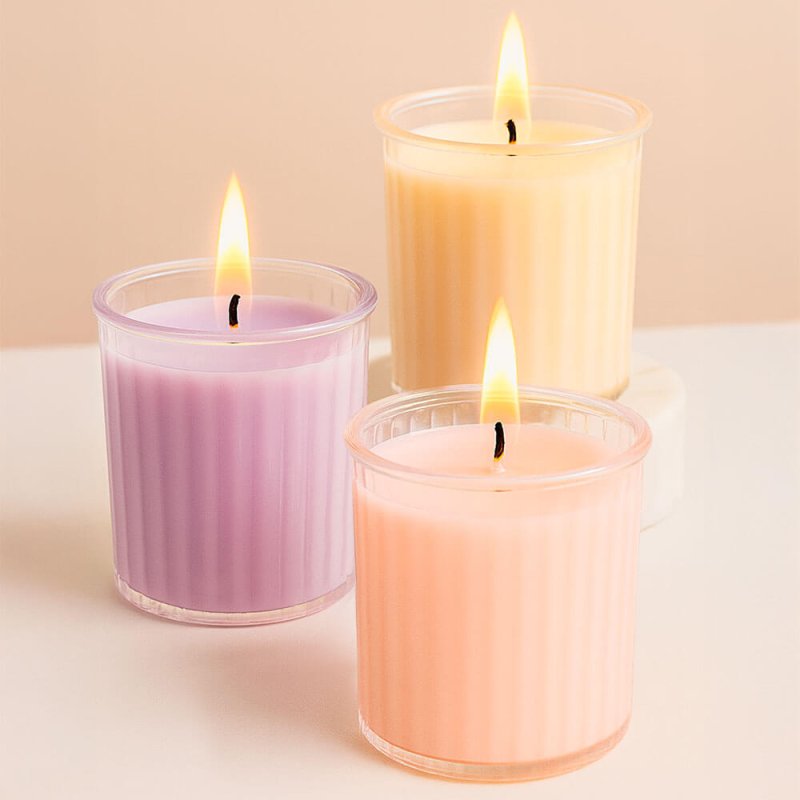 Envase para velas ineas en relieve