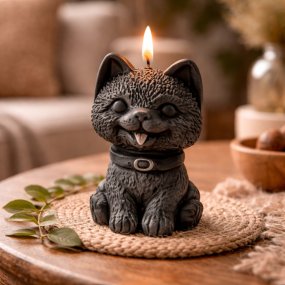 Molde gatinho feliz para velas decorativas
