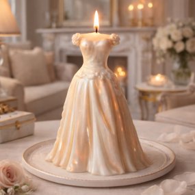 Moule robe avec corset et jupe plissée pour bougies