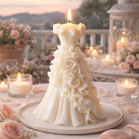 Molde para velas vestido con volantes marcados