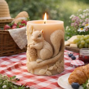Molde de silicona para velas cirio con ardilla en relieve