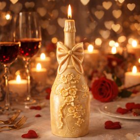 Moule bouteille de champagne décorée