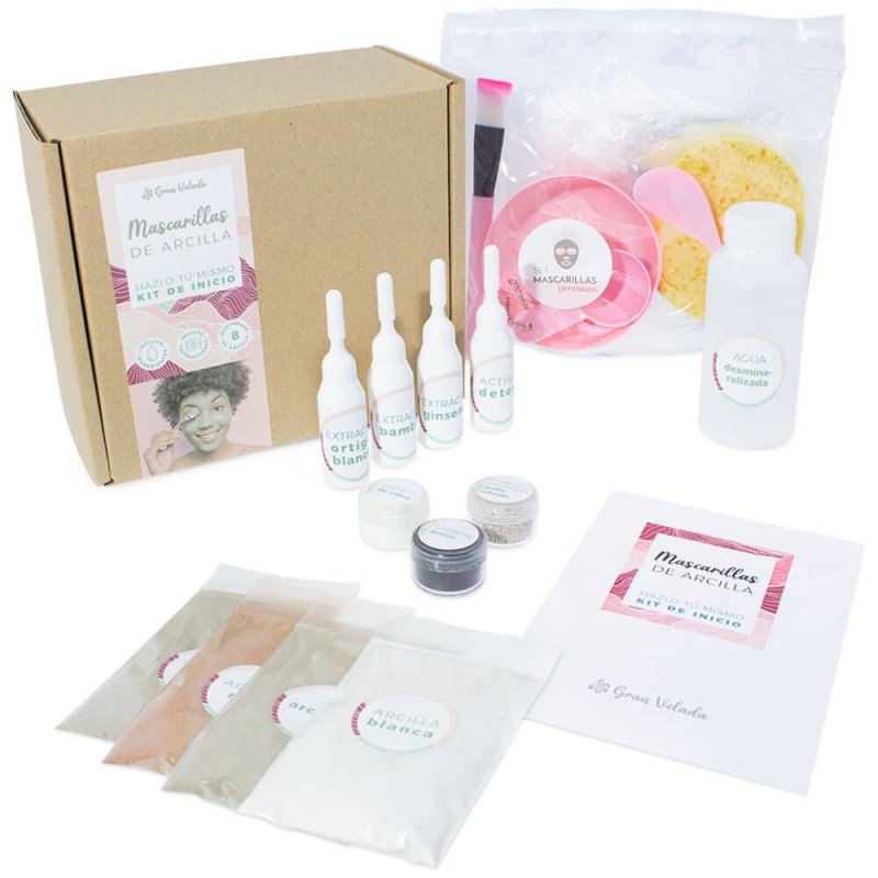 Kit como hacer mascarillas de arcilla. Materiales e instrucciones