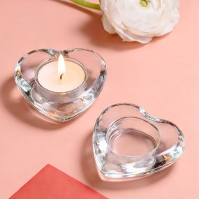 Porta-velas vidro coraçao