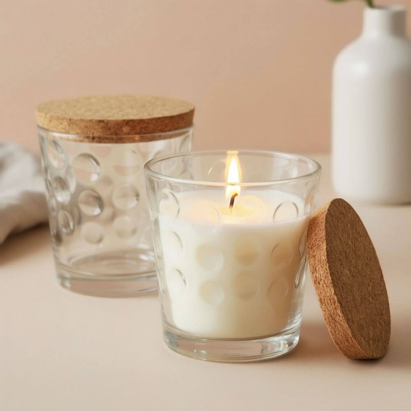 Vaso 280 ml siena con tapa de corcho para velas