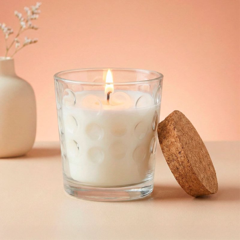 Vaso  con tapa de corcho para velas