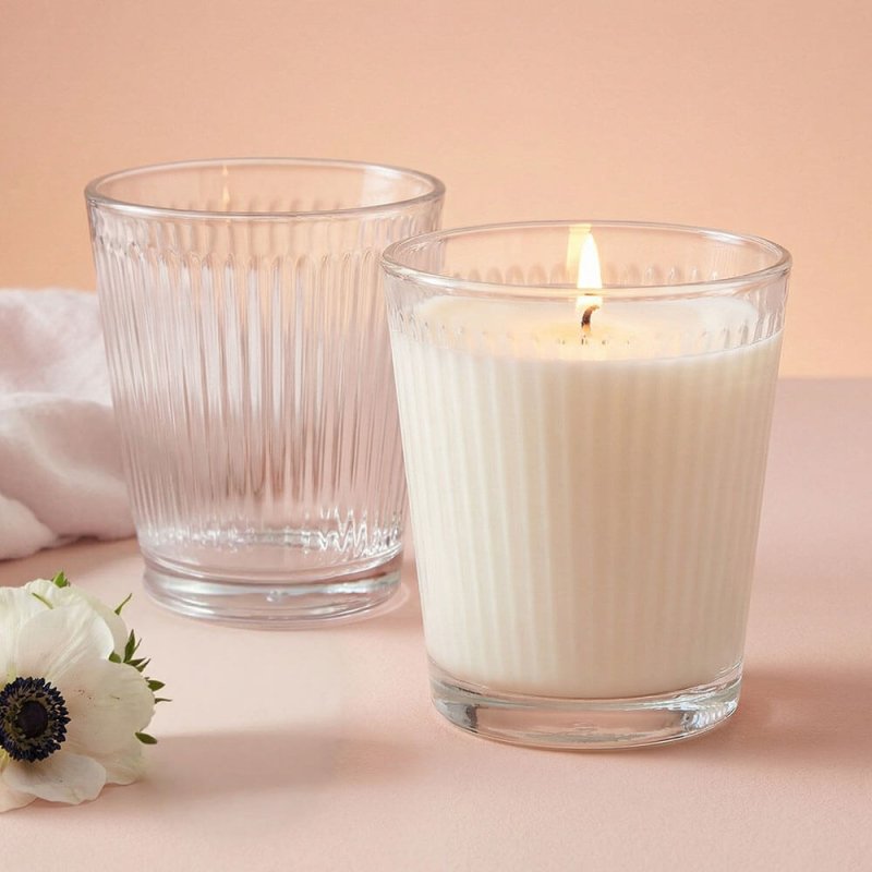 Vaso 280 ml estriado para velas