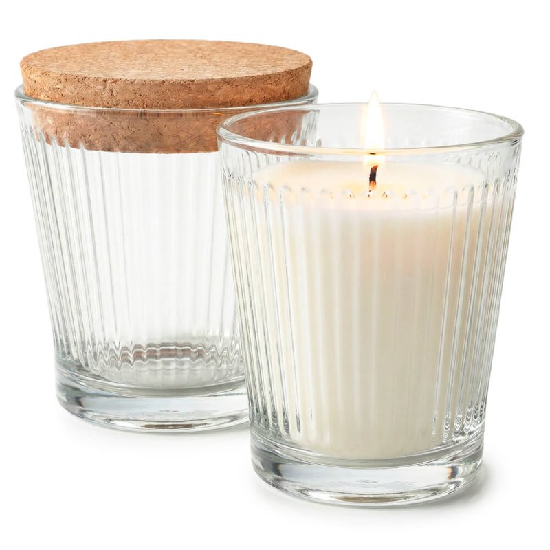 Vaso 280 ml estriado con tapa de corcho