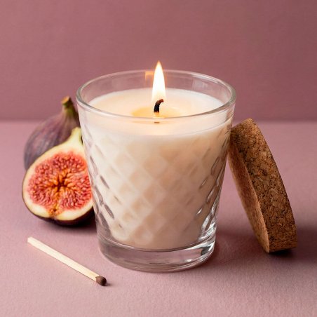 Vaso  diamante con tapa de corcho para velas 280 ml