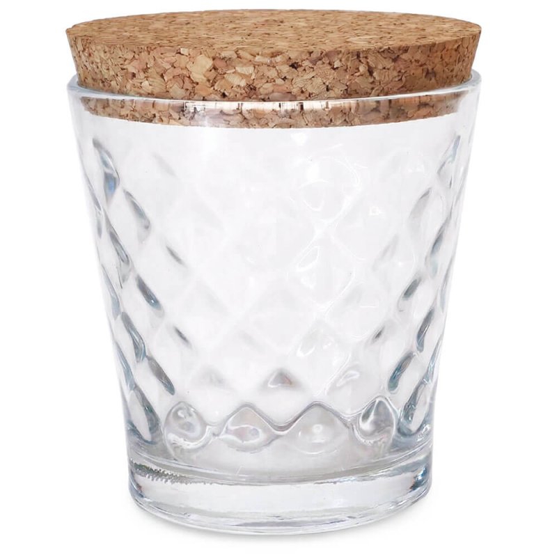 Vaso 280 ml diamante con tapa de corcho