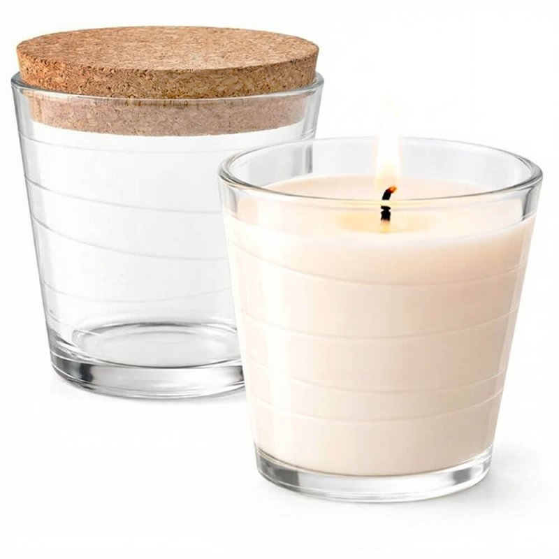 Vaso  sofia 280 ml con tapa de corcho para velas
