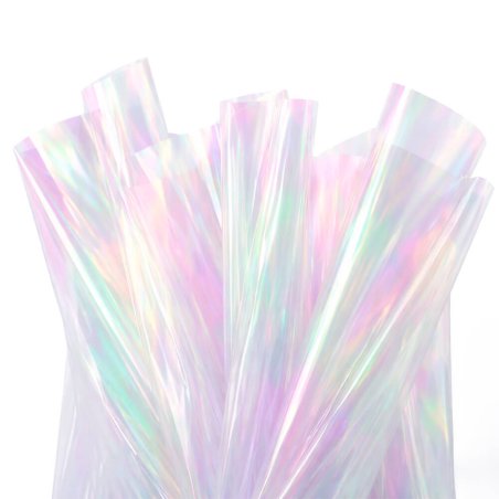 Celofán cortado iridiscente decorativo