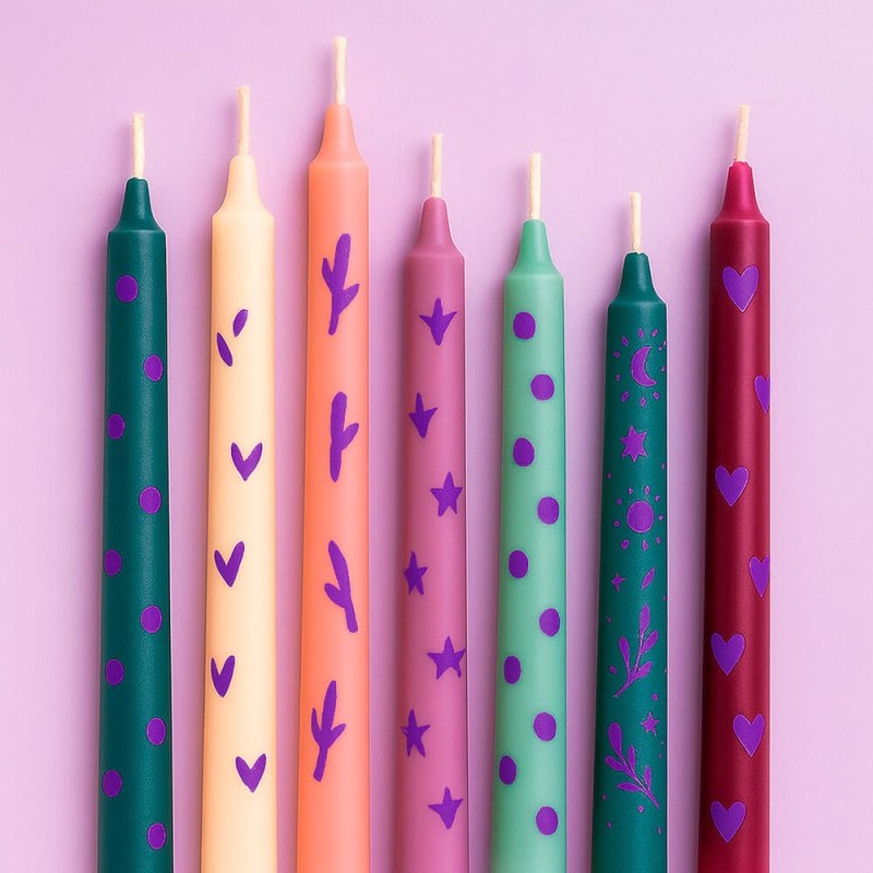 Pintura morada para decorar velas