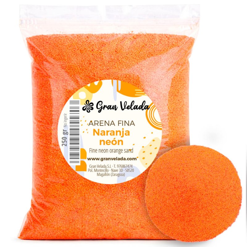 Envase arena de grano fino naranja neon 2
