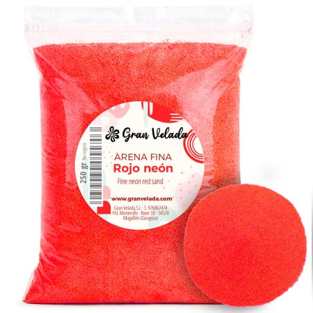 Envase arena de grano fino rojo neon 2