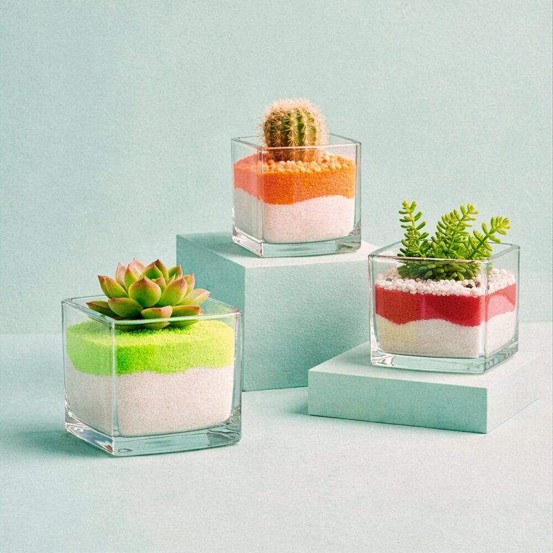 Arena de grano fino rojo neon en maceta 6