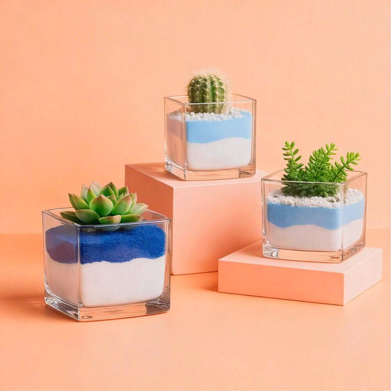 Arena fina azul electrico en maceta 6