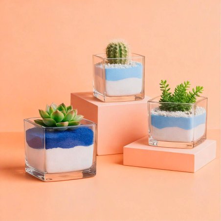 Arena fina azul electrico en maceta 6