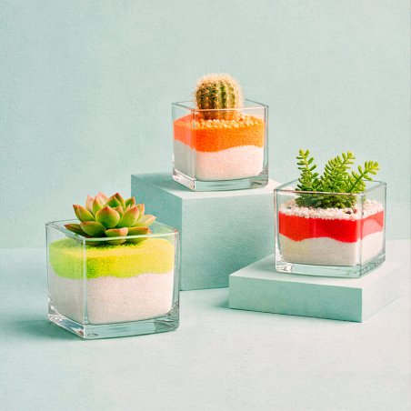 Arena de grano fino amarillo neon en maceta 6