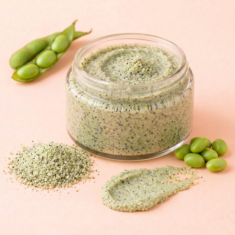 Particulas exfoliantes de soja verde para crema