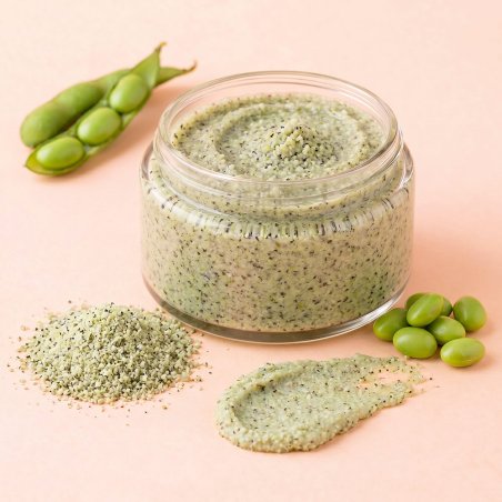 Particulas exfoliantes de soja verde para crema