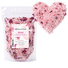 Sels aromatiques de rose aux pétales naturels