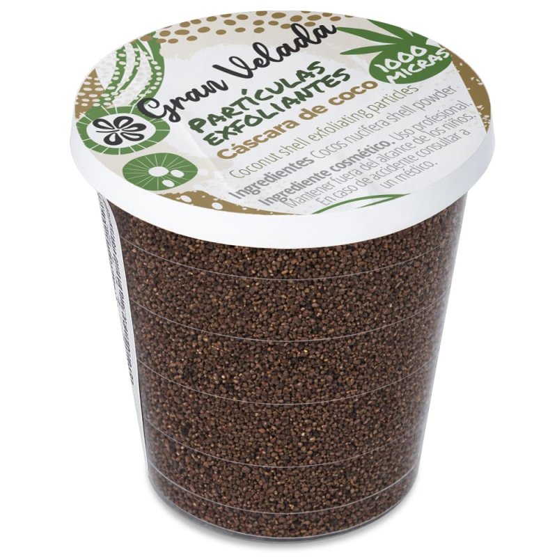 Particulas exfoliantes de cascara de coco