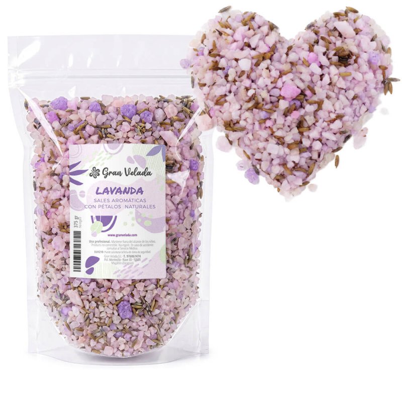 Sales aromáticas de lavanda con flores naturales