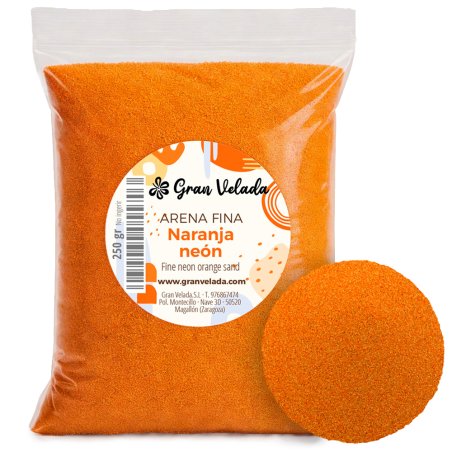 Envase arena de grano fino naranja neon