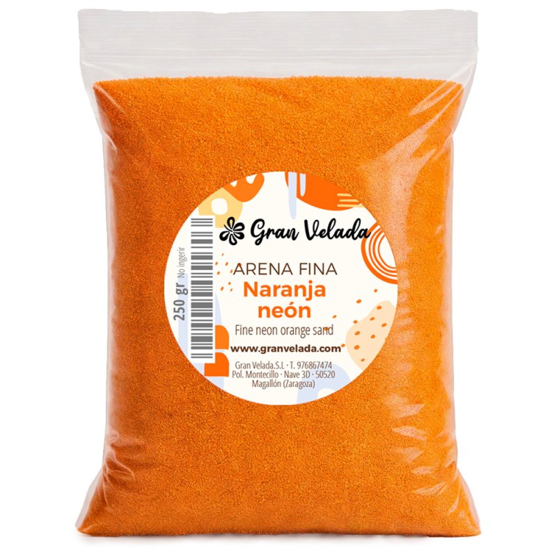 Envase arena de grano fino naranja neon 3