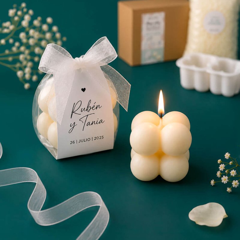 Detalles para eventos hechos con el kit mini velas bubble