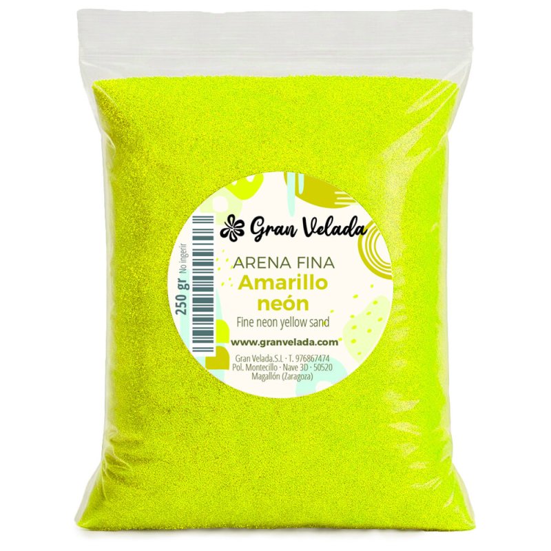 Envase arena de grano fino amarillo neon