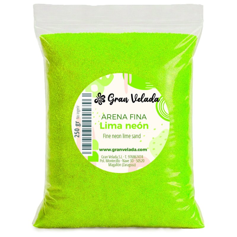 Envase arena de grano fino lima neón