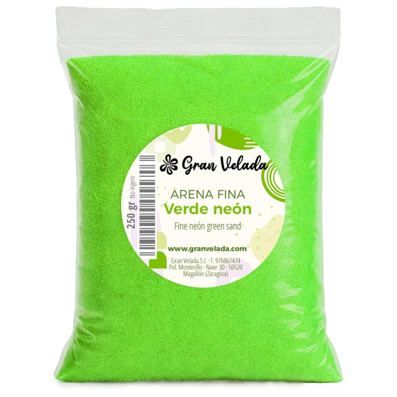 Envase arena fina verde neon