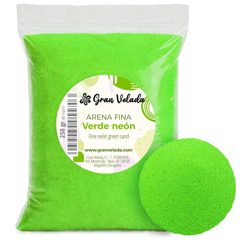 Envase arena fina verde neon