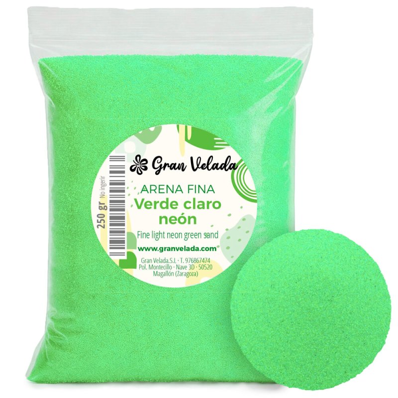 Envase arena fina verde claro neon