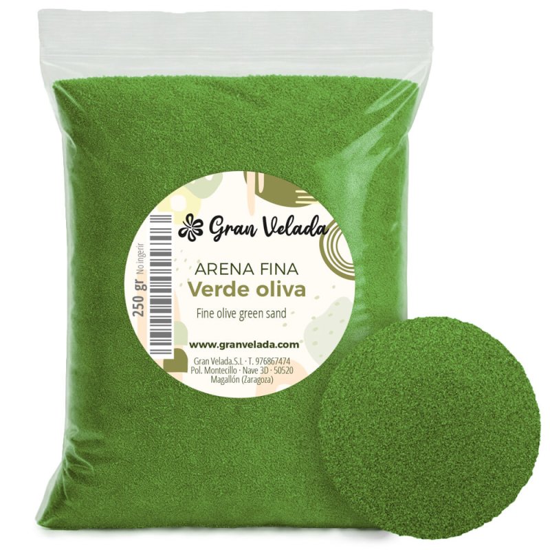 Envase de arena de grano fino verde oliva