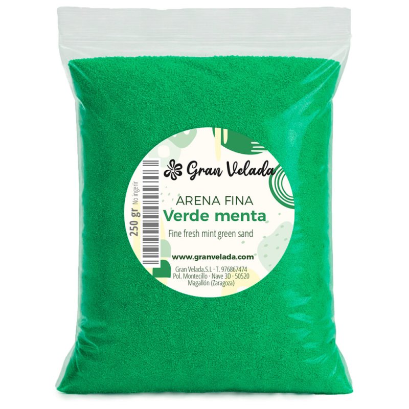 Envase arena de grano fino verde menta