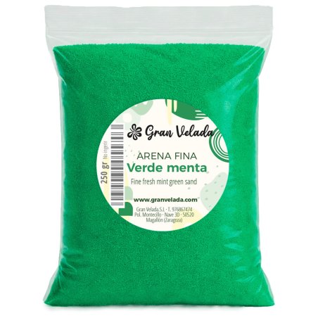 Envase arena de grano fino verde menta