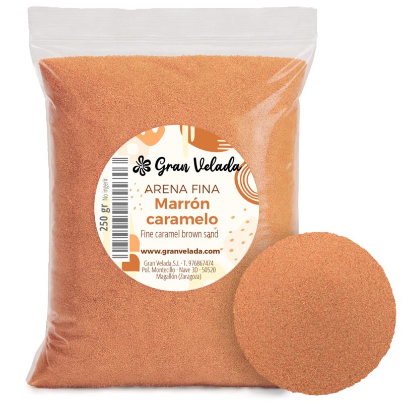 Envase arena fina marrón caramelo