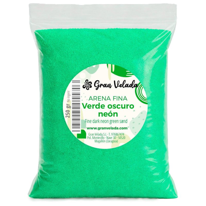 Envase arena fina verde oscuro neon